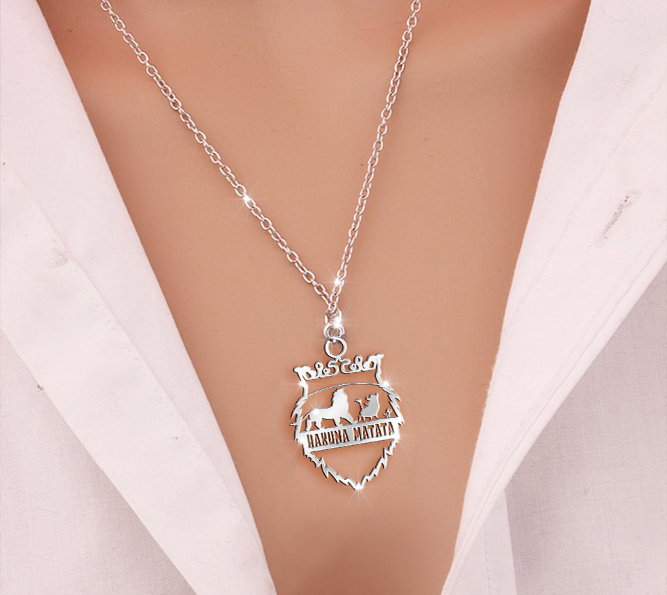 New charm Cabochon Glass Necklace Silver pendants（hakuna matata）