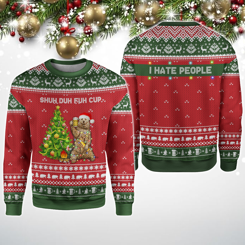 Wozoro 3D Knitting Pattern Fullprint Ugly Christmas Sweatshirt Camping ...