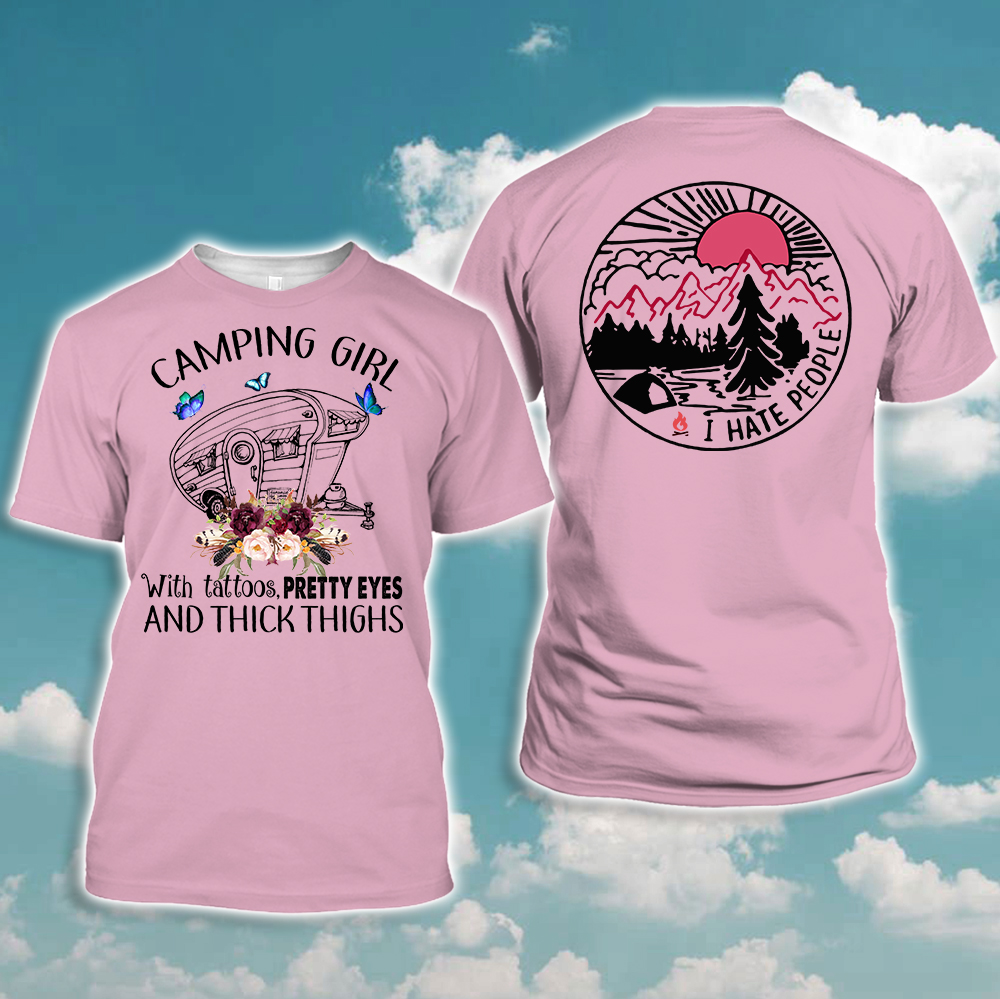 Camping Girl With Tattoos Pretty Eyes And Thick Thighs Shirt – Wozoro