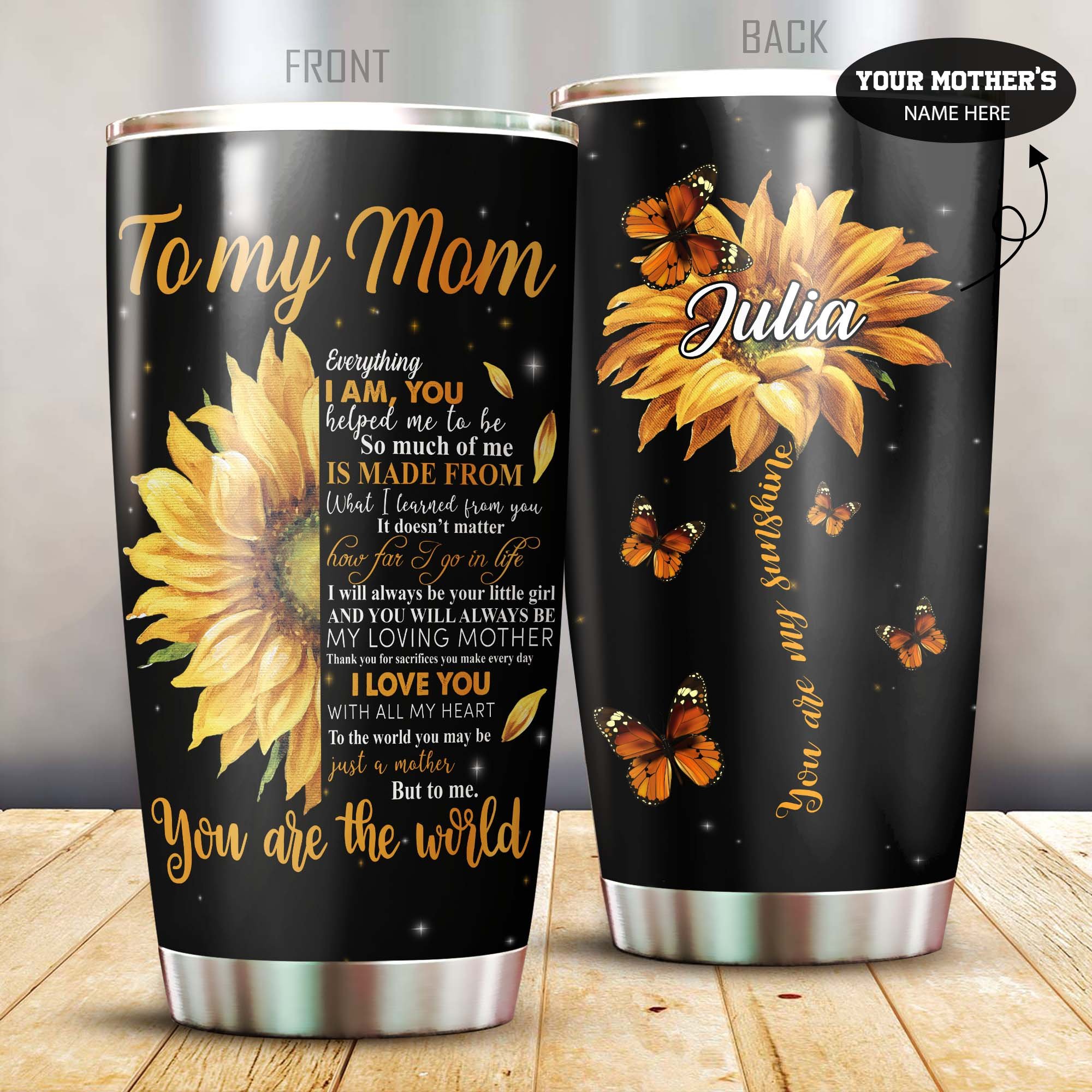 Wozoro Personalized Tumbler Family To My Mom Sunflower – Wozoro